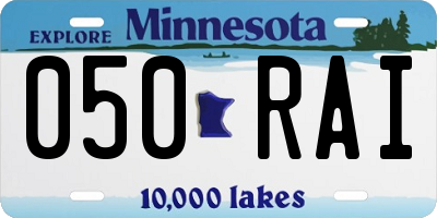 MN license plate 050RAI