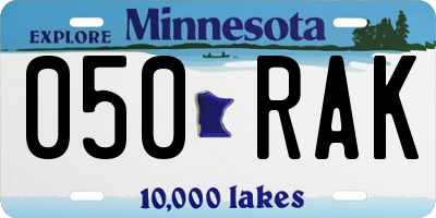 MN license plate 050RAK