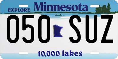 MN license plate 050SUZ
