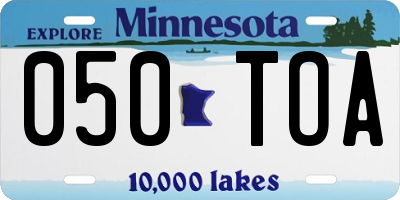 MN license plate 050TOA