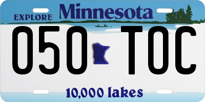 MN license plate 050TOC