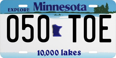 MN license plate 050TOE