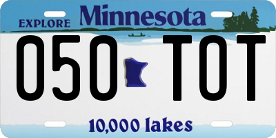 MN license plate 050TOT