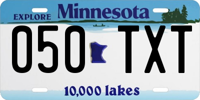 MN license plate 050TXT