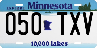 MN license plate 050TXV