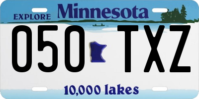 MN license plate 050TXZ