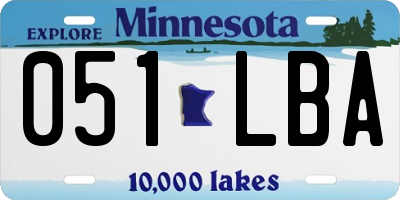 MN license plate 051LBA