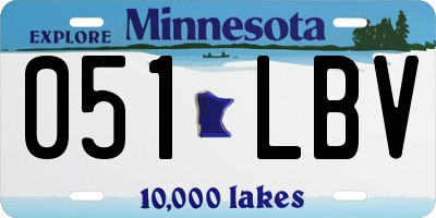 MN license plate 051LBV