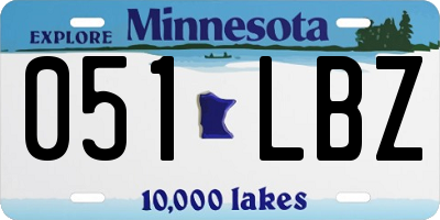 MN license plate 051LBZ
