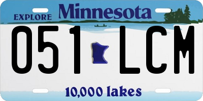 MN license plate 051LCM