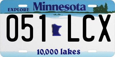 MN license plate 051LCX