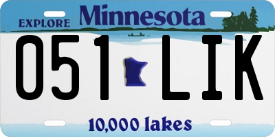 MN license plate 051LIK