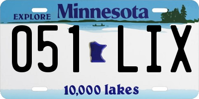 MN license plate 051LIX