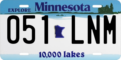 MN license plate 051LNM