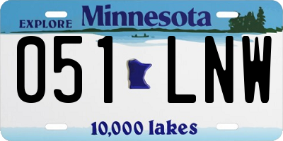 MN license plate 051LNW