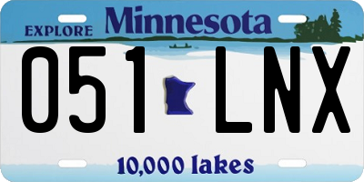 MN license plate 051LNX