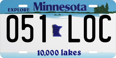 MN license plate 051LOC