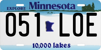 MN license plate 051LOE