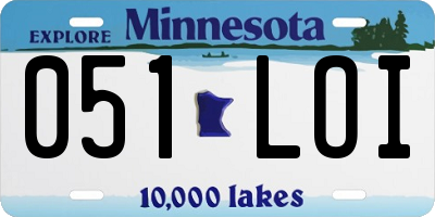 MN license plate 051LOI