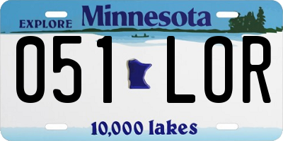 MN license plate 051LOR