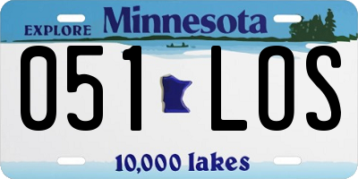 MN license plate 051LOS