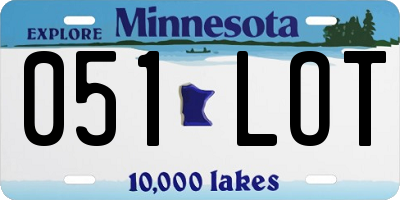 MN license plate 051LOT