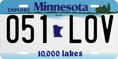 MN license plate 051LOV