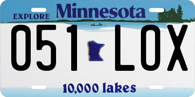 MN license plate 051LOX