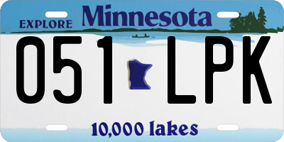 MN license plate 051LPK