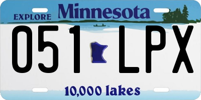 MN license plate 051LPX