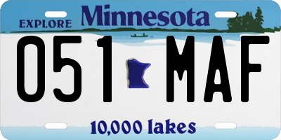 MN license plate 051MAF