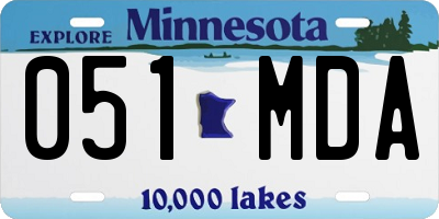 MN license plate 051MDA