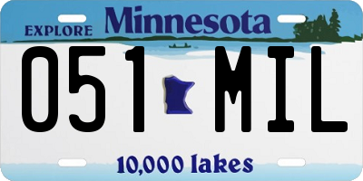 MN license plate 051MIL