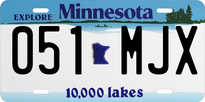 MN license plate 051MJX