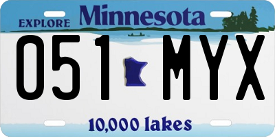 MN license plate 051MYX