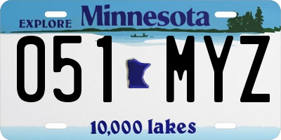 MN license plate 051MYZ