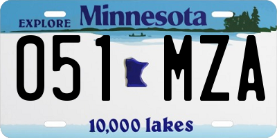 MN license plate 051MZA