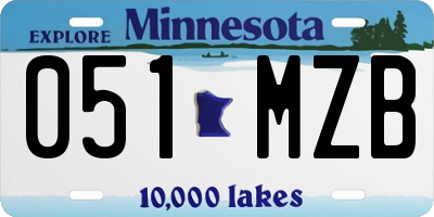 MN license plate 051MZB