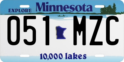 MN license plate 051MZC