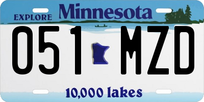 MN license plate 051MZD