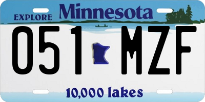 MN license plate 051MZF