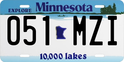 MN license plate 051MZI