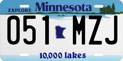 MN license plate 051MZJ