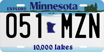 MN license plate 051MZN