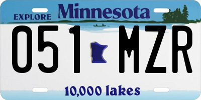 MN license plate 051MZR