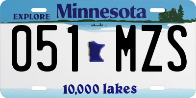 MN license plate 051MZS