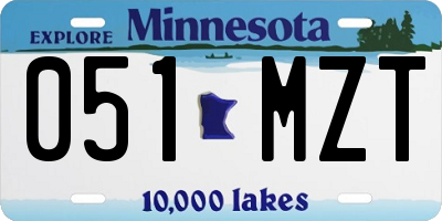 MN license plate 051MZT