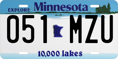 MN license plate 051MZU