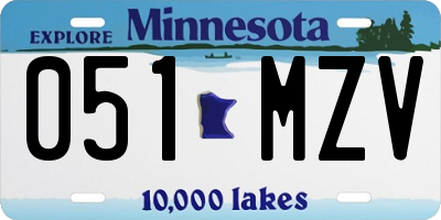 MN license plate 051MZV