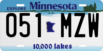 MN license plate 051MZW